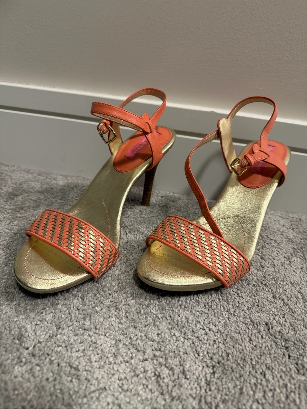 Isaac Mizrahi Coral Woven Strap Gold Insole Sandals